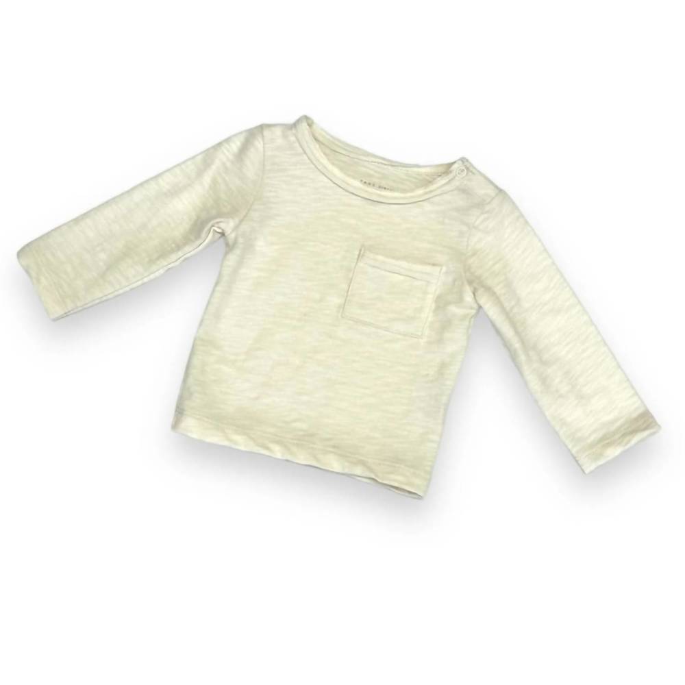 NEW TANE kid's flamé long sleeved one pocket tee in ecru